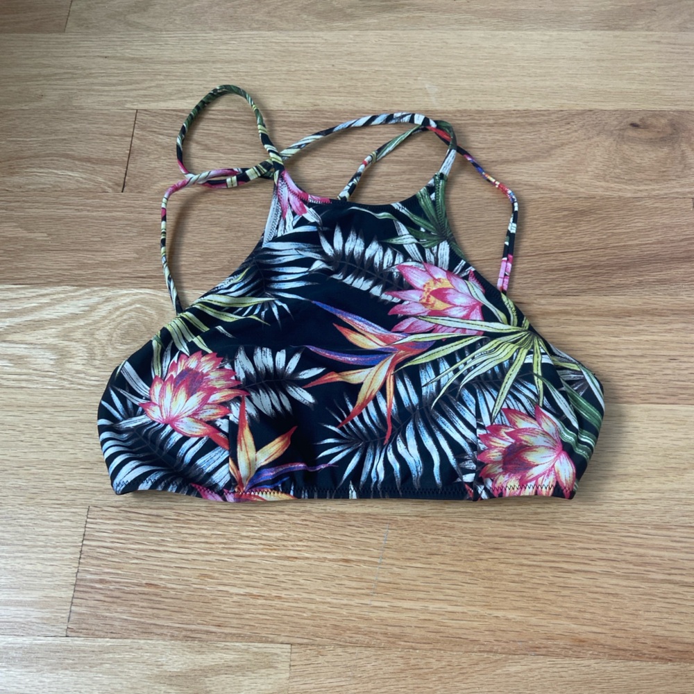 Floral High Neck Bikini Top